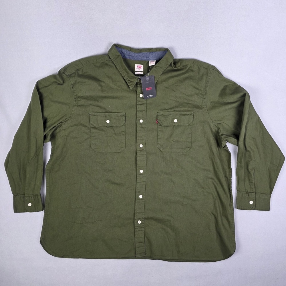 Levis Worker Shirt Mens 3XL Army Green Relaxed Button Up Long Sleeve New
